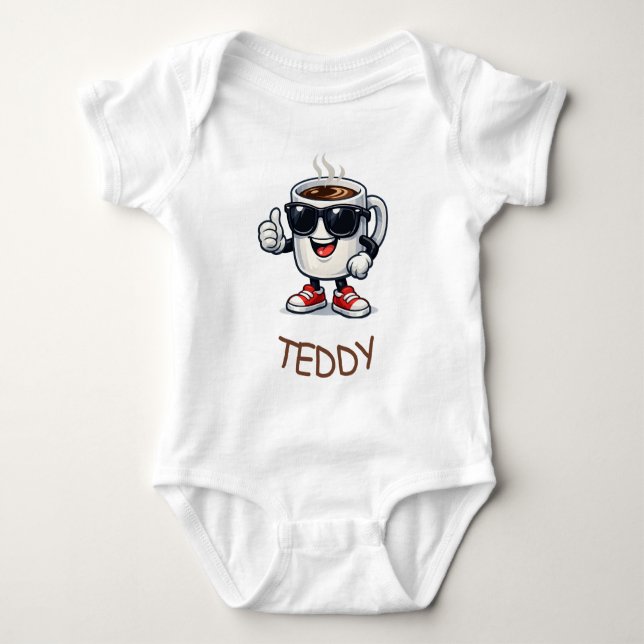 Aufgedrehter Kaffeebecher Baby Strampler (Vorderseite)