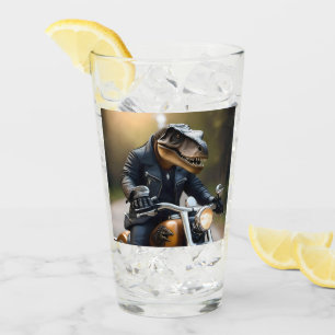 **"Aufgedrehter Rex: T-Rex in Leder auf einem Moto Glas