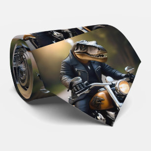 **"Aufgedrehter Rex: T-Rex in Leder auf einem Moto Krawatte