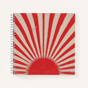 Aufgehende Sonne Hintergrund – Retro Vintage Strah Notizbuch