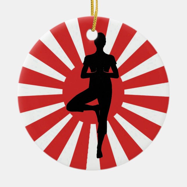 aufgehende Sonneyoga 3 Keramikornament (Vorne)