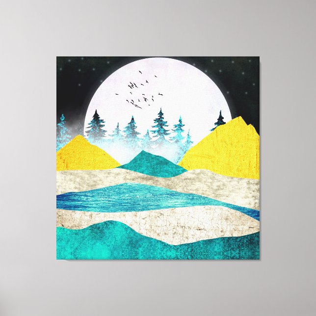 Aufgehende Supermond-Landschaft Leinwanddruck (Vorderseite)