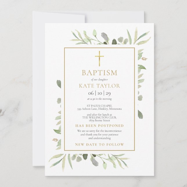 Aufgehobene Ankündigung Blumentaufen Christening (Vorderseite)