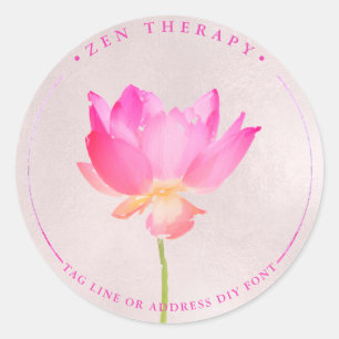 Aufgemalte rosa Lotus-Aufkleber Runder Aufkleber
