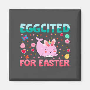 Aufgeregt für Osterhasen Narwal Kaninchen Kinder Magnet