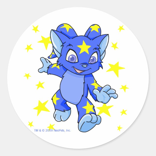 Aufgeregt Starry Acara mit Sternenstaub Runder Aufkleber (Vorderseite)