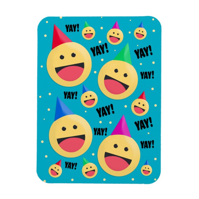 Aufgeregt YAY Emojis in Party Hats Holiday Pos Magnet (Vertikal)