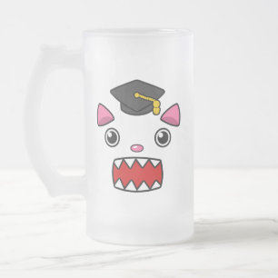 Aufgeregte Abschluss-Katze Mattglas Bierglas