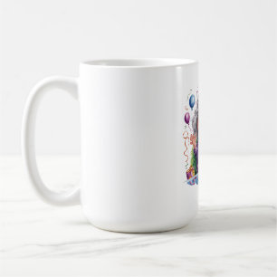 Aufgeregte alte Dame Geburtstagskuchen Kunst Kaffeetasse