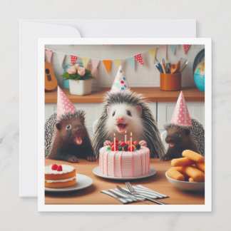 Aufgeregte Stacheln zum Geburtstag mit Kuchen Einladung