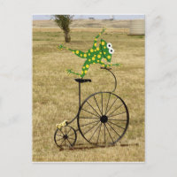 Aufgeregter Frosch auf einem Fahrrad