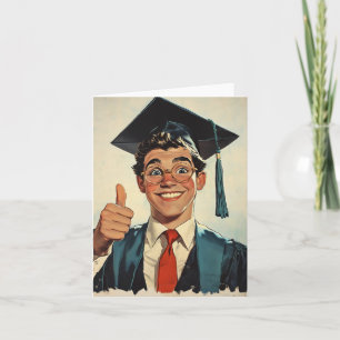 Aufgeregter Graduate, der ein Thumbs-Up gibt Einladung