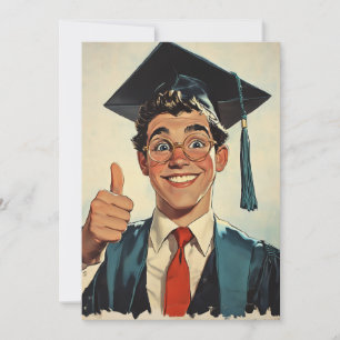 Aufgeregter Graduate, der ein Thumbs-Up gibt Einladung