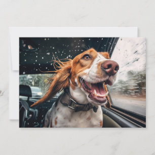 Aufgeregter Hund auf Rainy Car Ride Art Print Karte