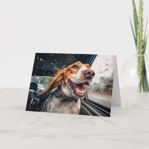 Aufgeregter Hund auf Rainy Car Ride Art Print Karte