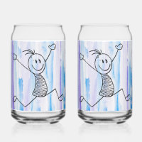 Aufgeregter Stick Man kann Glass