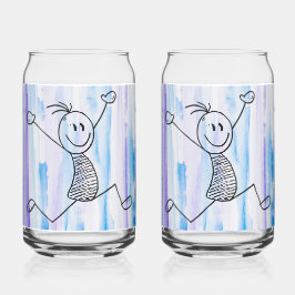 Aufgeregter Stick Man kann Glass Dosenglas