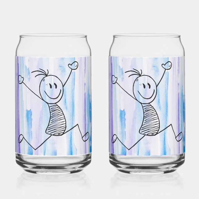 Aufgeregter Stick Man kann Glass Dosenglas (Vorderseite)