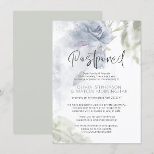 Aufgeschobene Hochzeit Aquarell Staubblau Blume Einladung