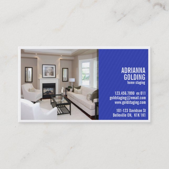 Aufgeteilte Inszenierung mit Foto - Blau Visitenkarte (Vorderseite)