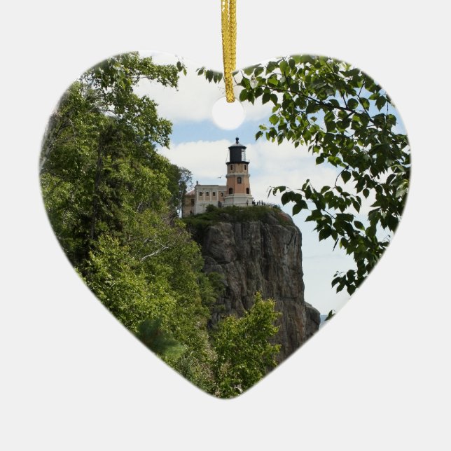 Aufgeteilter Felsen-Leuchtturm 2 Keramikornament (Vorne)