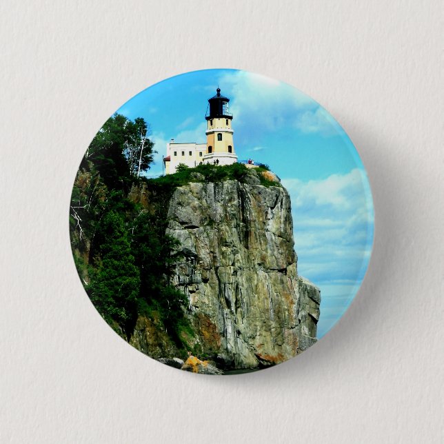 Aufgeteilter Felsen-Leuchtturm Button (Vorderseite)