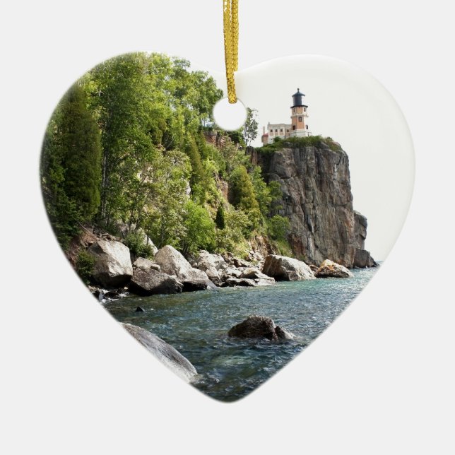 Aufgeteilter Felsen-Leuchtturm Keramik Ornament (Vorne)