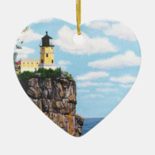 Aufgeteilter Felsen-Leuchtturm Keramikornament