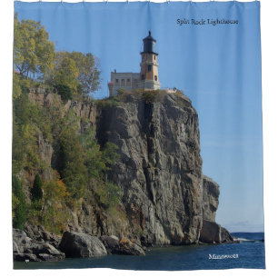 Aufgeteilter Felsen-Leuchtturm vom Duschvorhang