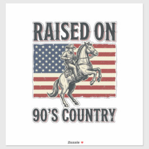 Aufgewachsen auf 90er Country Cowboy Western-Shirt Aufkleber