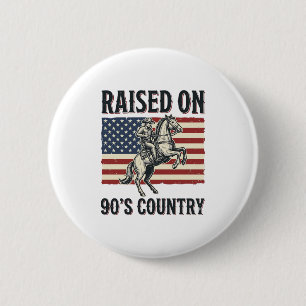 Aufgewachsen auf 90er Country Cowboy Western-Shirt Button
