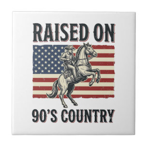 Aufgewachsen auf 90er Country Cowboy Western-Shirt Fliese