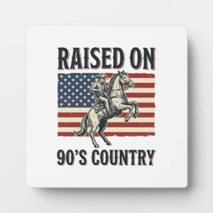 Aufgewachsen auf 90er Country Cowboy Western-Shirt Fotoplatte