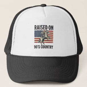 Aufgewachsen auf 90er Country Cowboy Western-Shirt Truckerkappe