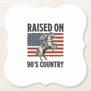 Aufgewachsen auf 90er Country Cowboy Western-Shirt Untersetzer