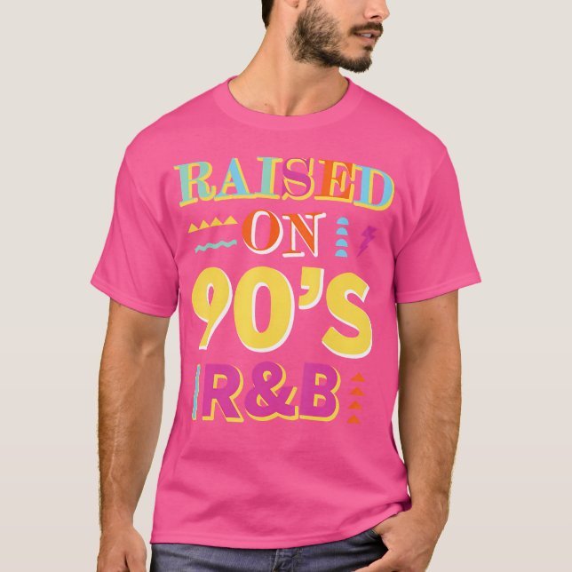 Aufgewachsen auf 90er RB Music Lovers Retro 90er R T-Shirt (Vorderseite)
