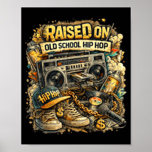 Aufgewachsen auf Old School Hip Hop Retro Street 8 Poster