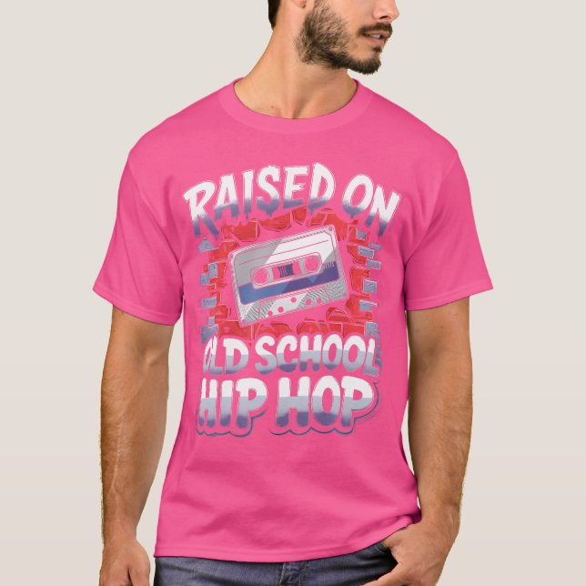 Aufgewachsen auf Old School Hip Hop Tshirt Cassett (Vorderseite)