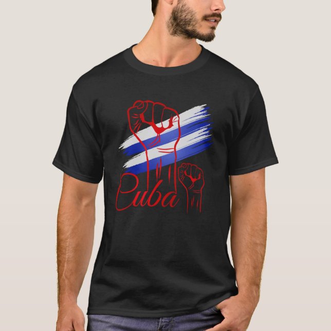 Aufgewachsen mit Kuba Roots Cuba Pride T-Shirt (Vorderseite)