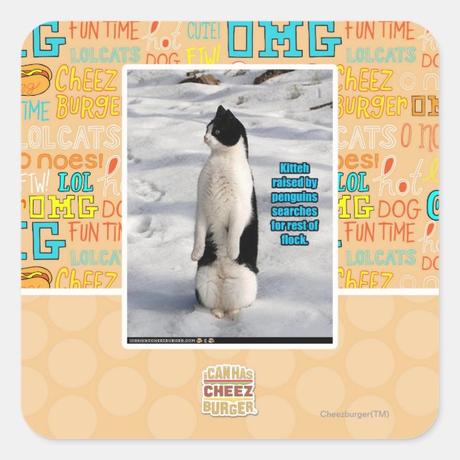 Aufgewachsen von Pinguinen Quadratischer Aufkleber (Vorderseite)