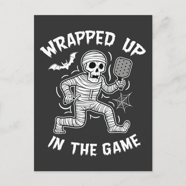 Aufgewühlt im Spiel Pickleball Halloween Ankündigungspostkarte (Vorderseite)