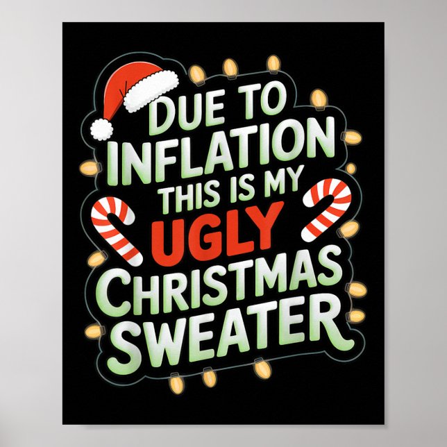 Aufgrund der Inflation lustige hässliche Weihnacht Poster (Vorne)