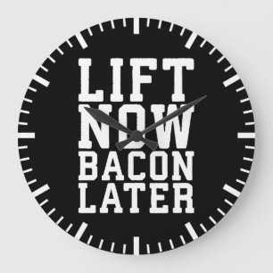 Aufheben jetzt, Bacon später - Funny Workout Große Wanduhr