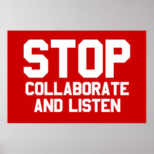 aufhören zusammenzuarbeiten und zuhören poster