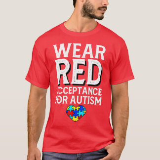 Aufklärung über Autismus April: rote Akzeptanz für T-Shirt