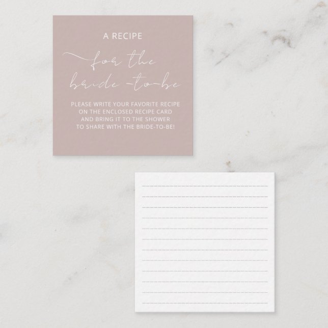 Aufkleber "A RECIPE" für die Brautdusche Begleitkarte (Vorne/Hinten)