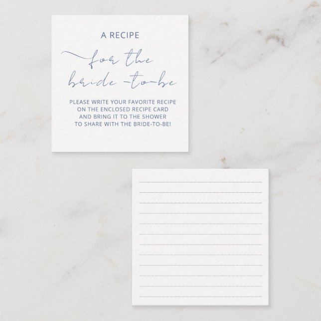 Aufkleber "A RECIPE" für die Brautdusche Begleitkarte (Vorne/Hinten)
