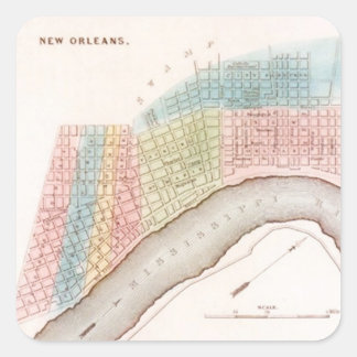Aufkleber Antik New Orleans NOLA Karte Pastellfarb