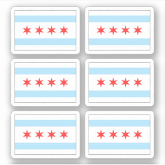 Aufkleber auf Chicagoer Flagge, Set von sechs