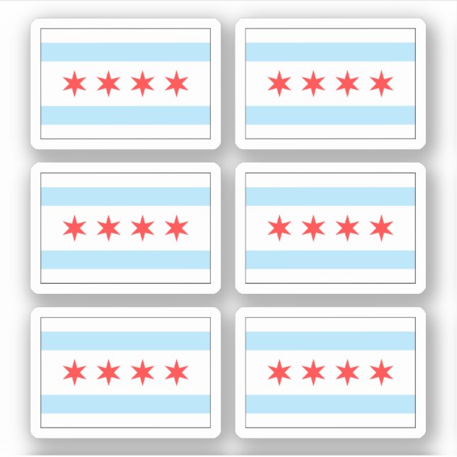 Aufkleber auf Chicagoer Flagge, Set von sechs (Vorderseite)